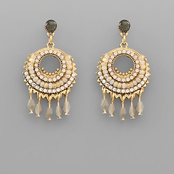 Multi Bead Circle & Dangle Earrings - Picture 1 of 2